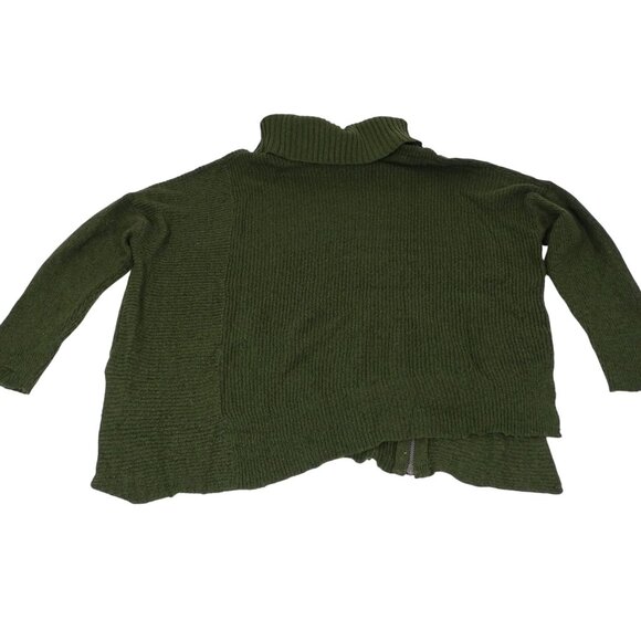 Faded Glory Green Oversized Turtleneck Knit Sweater Women XL 16 18 Asymmetrical - Picture 4 of 9